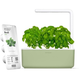image:imageClick amp Grow Smart Garden 3 Indoor Herb Garden Kit with Grow Light Sage  Easier than a hydroponic growing system Patented Smart Soil Includes 3 basil pods Choose from 50 plant varietiesSage green